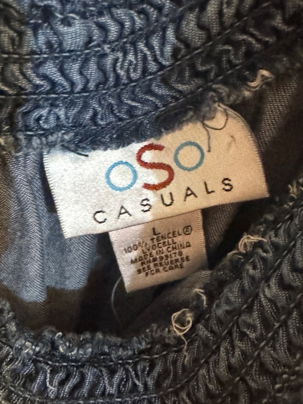 NOT FOR SALE Casuals Tencel Smocked Denim Style Dress Flutter Sleeve Tiered L - Picture 5 of 6
